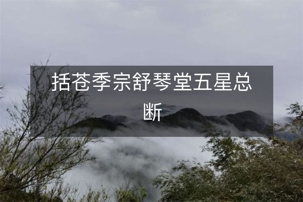 括苍季宗舒琴堂五星总断